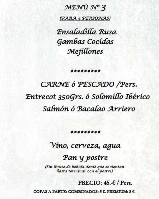 Restaurante Marisquería XeitoMar menú 3